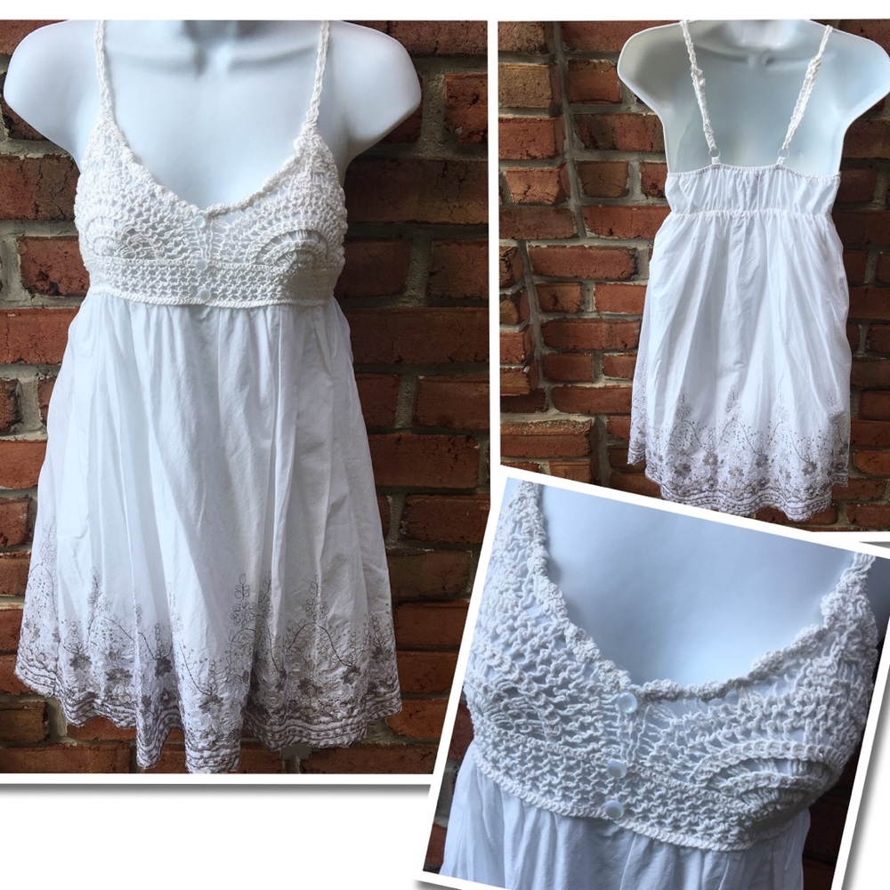 NWT Ultra Pink Crochet White Dress Size Small NEW!